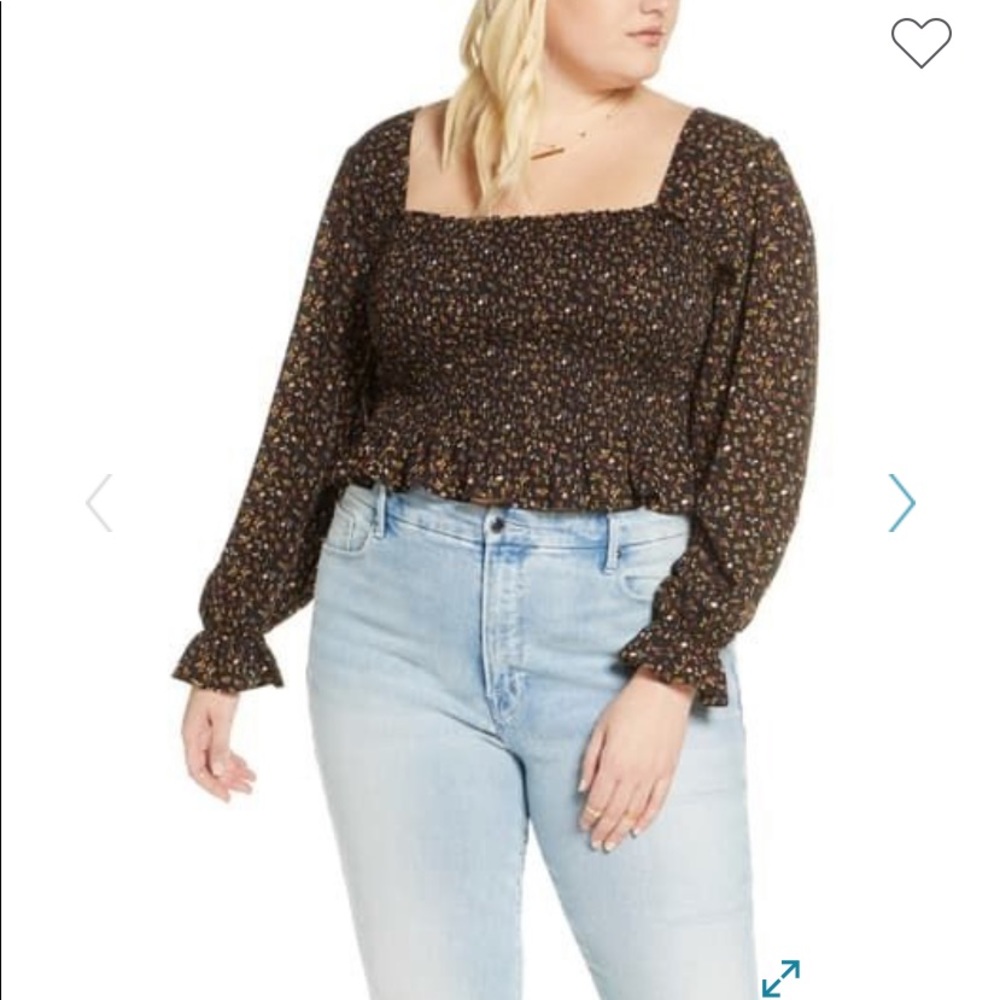 Bp smocked peplum floral crop top